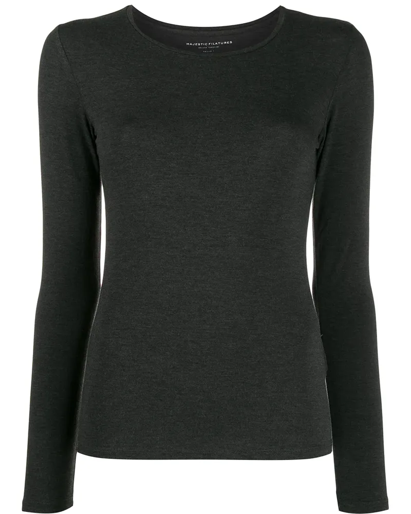 Majestic Fein gestrickter Pullover - Grau Grau