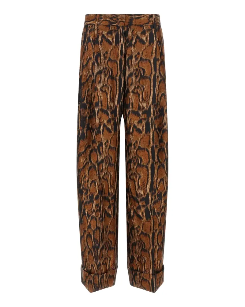Alberto Biani Weite Hose mit Luchs-Print - Braun Braun