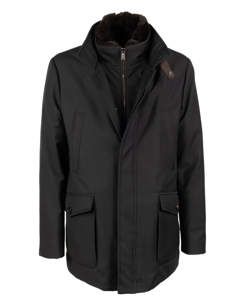 MOORER fur-collar jacket - Schwarz Schwarz