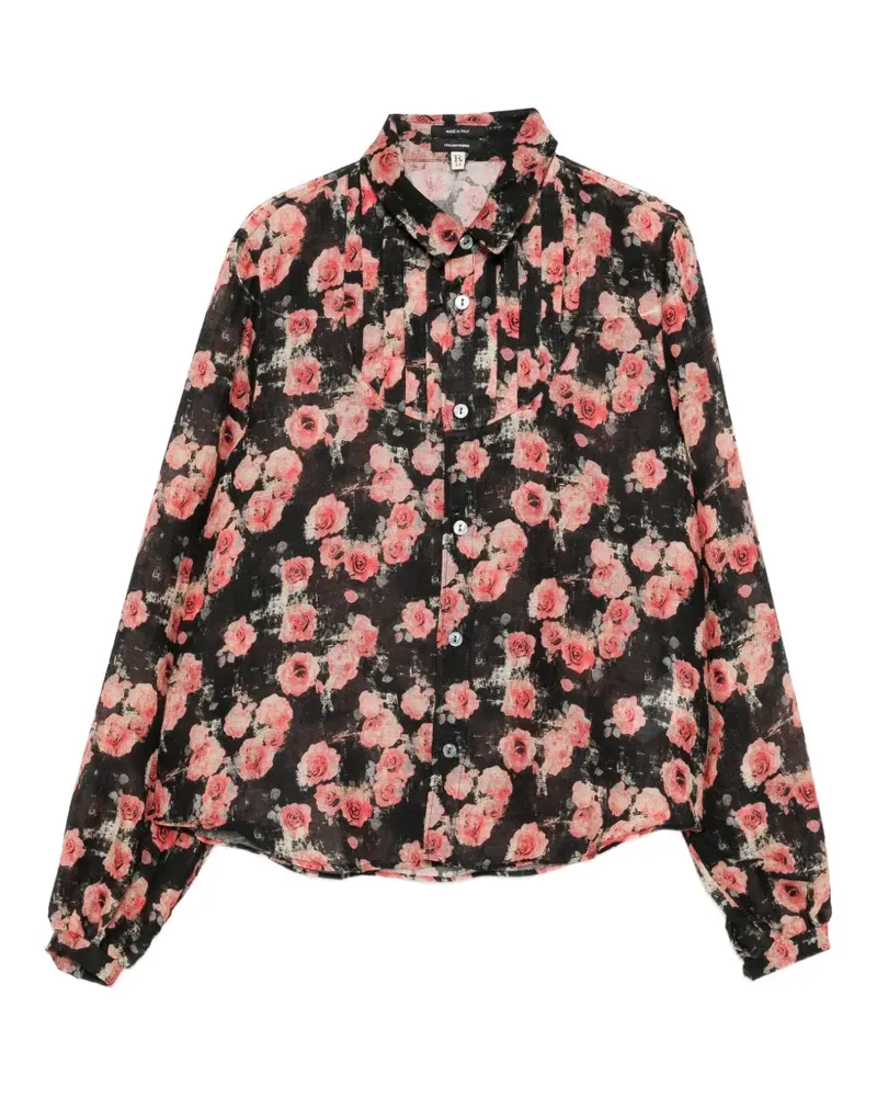 R13 Shrunken pleated blouse - Schwarz Schwarz