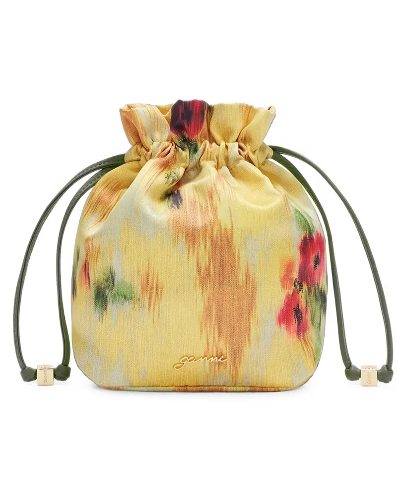 Ganni pouch in printed taffeta - Gelb Gelb