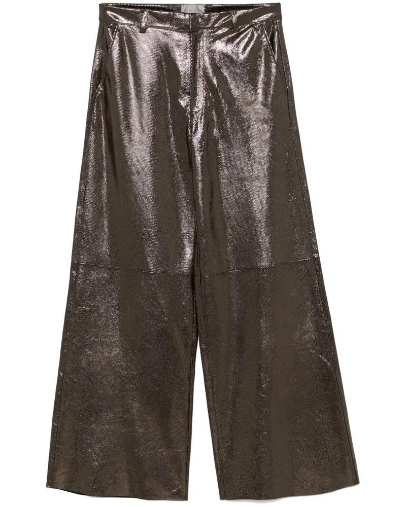 forte_forte Strukturierte Lederhose - Gold Gold