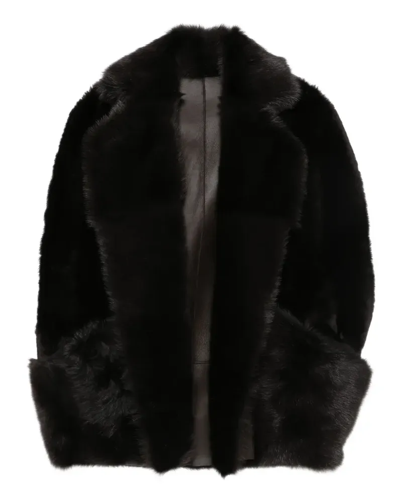 BLANCHA shearling-trim leather gilet - Schwarz Schwarz