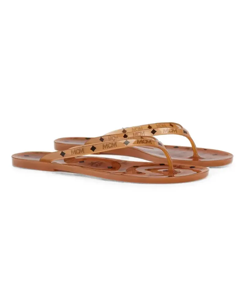 MCM Flip-Flops mit Visetos-Print - Nude Nude