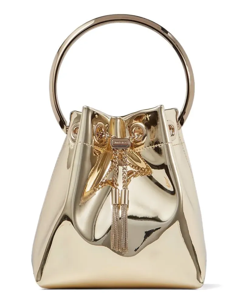 Jimmy Choo Bon Bon gold mirror fabric mini bag with metal handle Gold