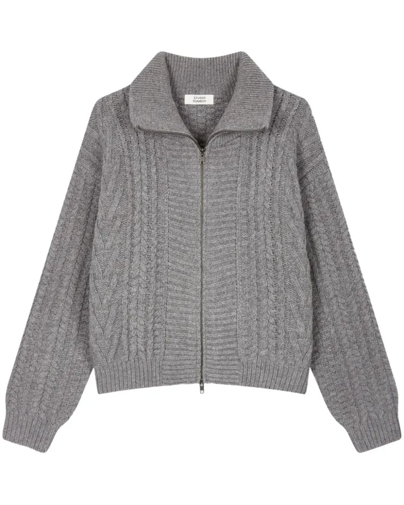 STUDIO TOMBOY Cardigan mit Zopfmuster - Grau Grau