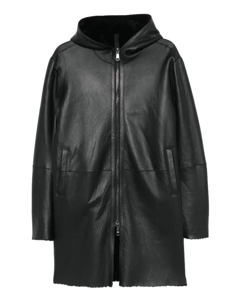 Tagliatore Wilson Lederjacke mit Kapuze - Schwarz Schwarz