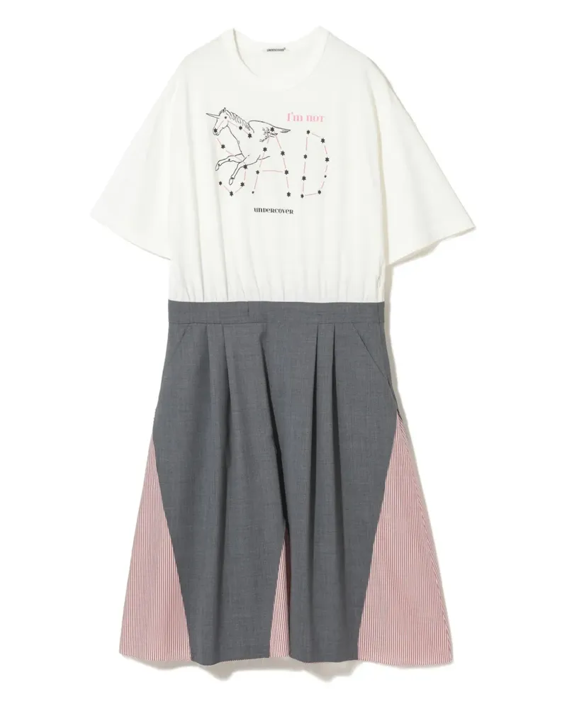 Undercover Faltenkleid mit Einhorn-Print - Weiß Weiß