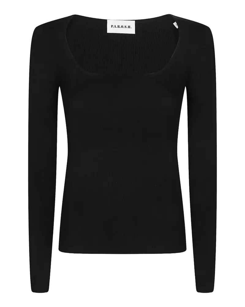 P.A.R.O.S.H. P.A.R.O H. Geripptes Langarmshirt - Schwarz Schwarz