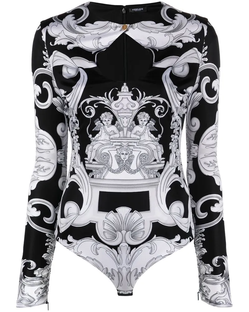 Versace Body aus Seide mit Barocco-Print - Schwarz Schwarz