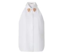 Neckholder-Bluse mit Perlen - Weiß