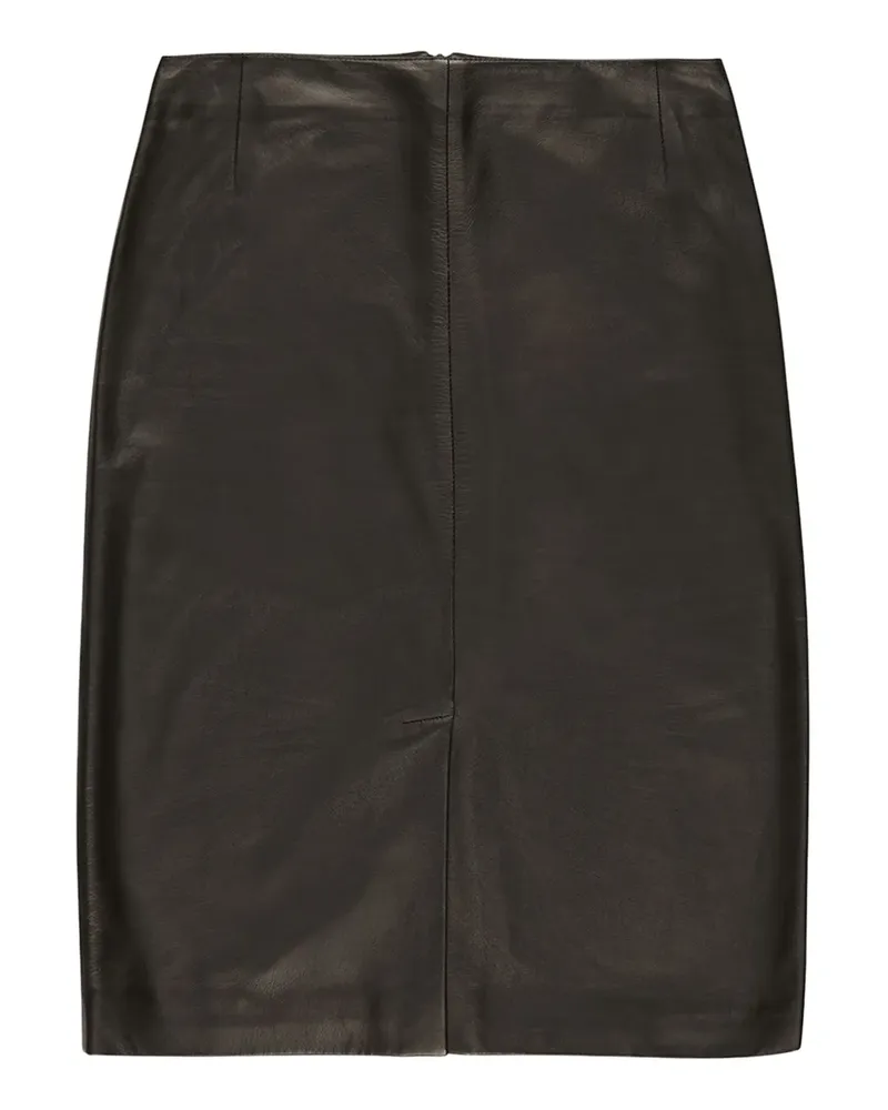 Bally Gerader Lederrock mit Schlitz - Schwarz Schwarz
