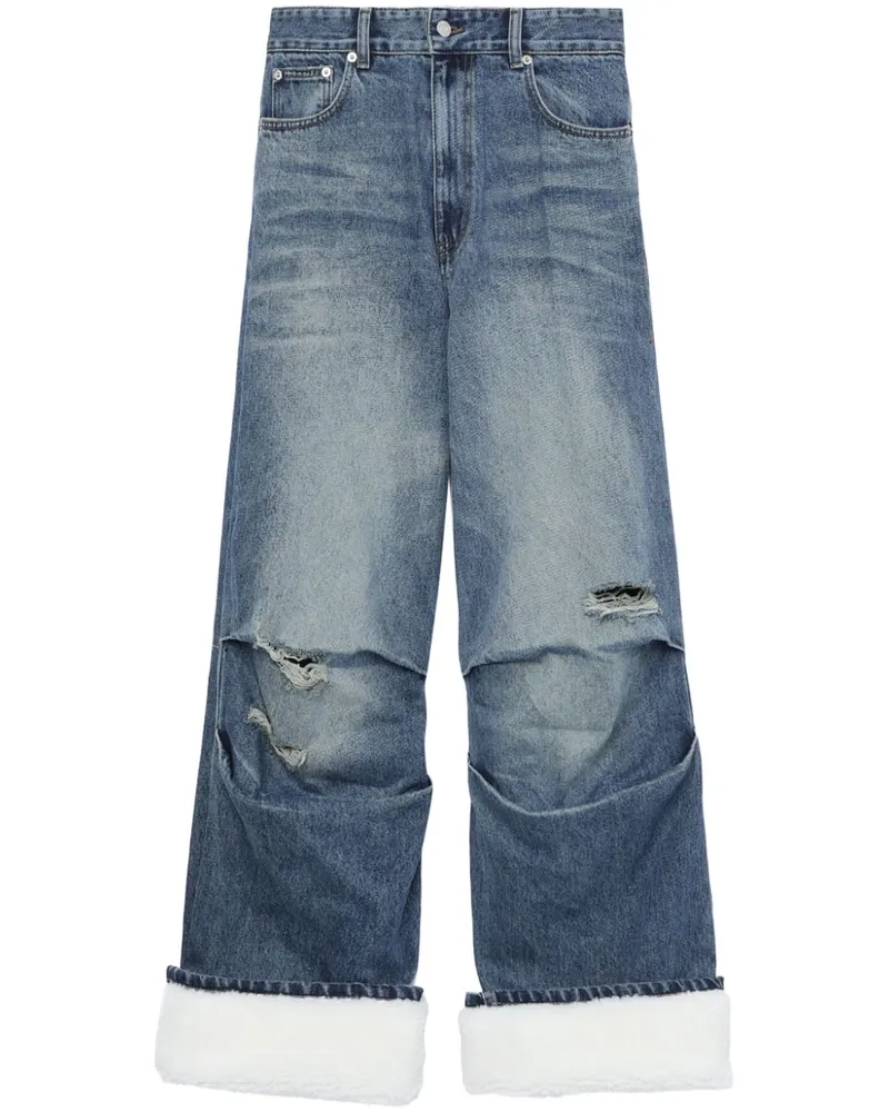 WE 11 DONE Gerade Jeans in Distressed-Optik - Blau Blau