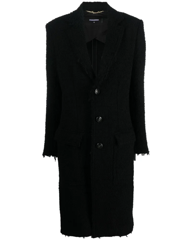 Dsquared2 Einreihiger Boucle-Mantel - Schwarz Schwarz