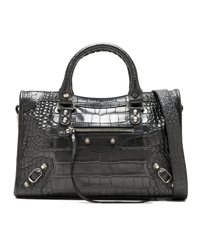 Balenciaga small Le City crocodile-effect zip-fastening tote bag - Schwarz Schwarz