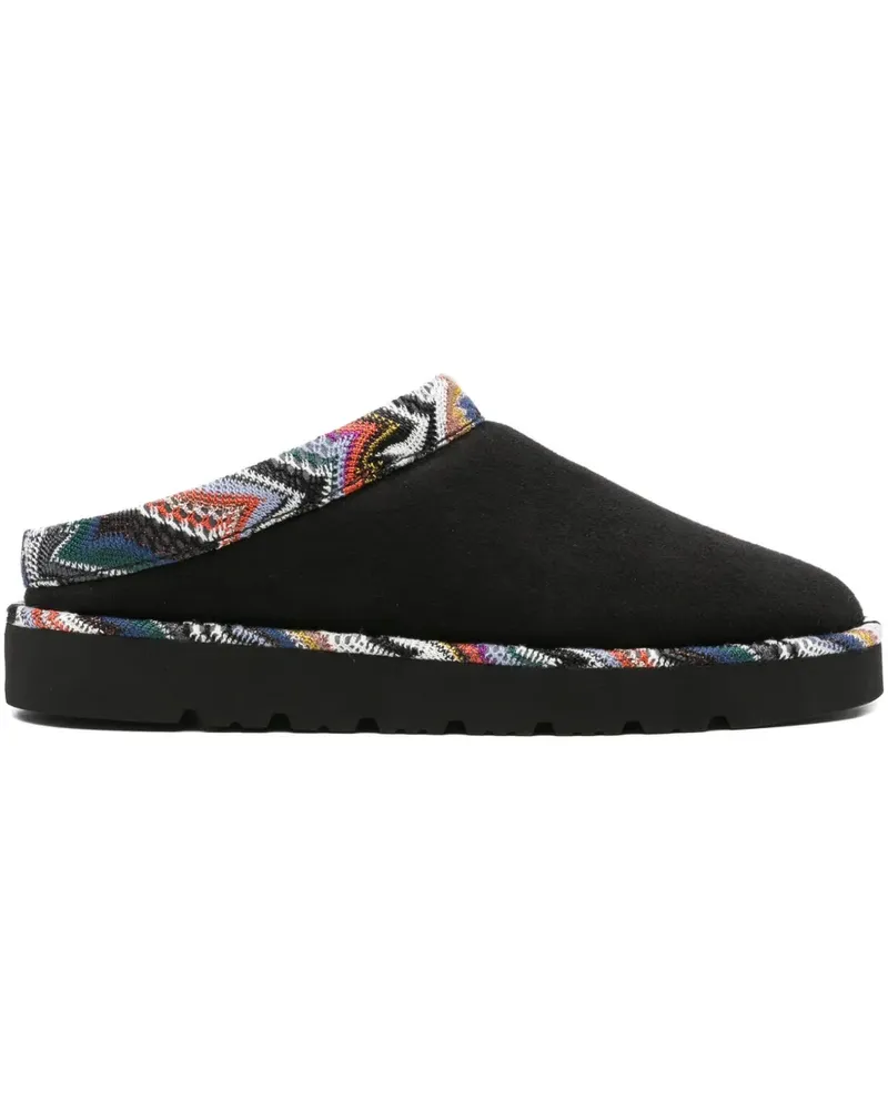 Missoni Slipper mit gemustertem Saum - Schwarz Schwarz