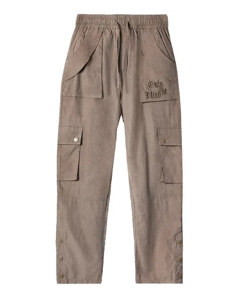 ONLY THE BLIND brushed embroidered cargo pants - Nude Nude