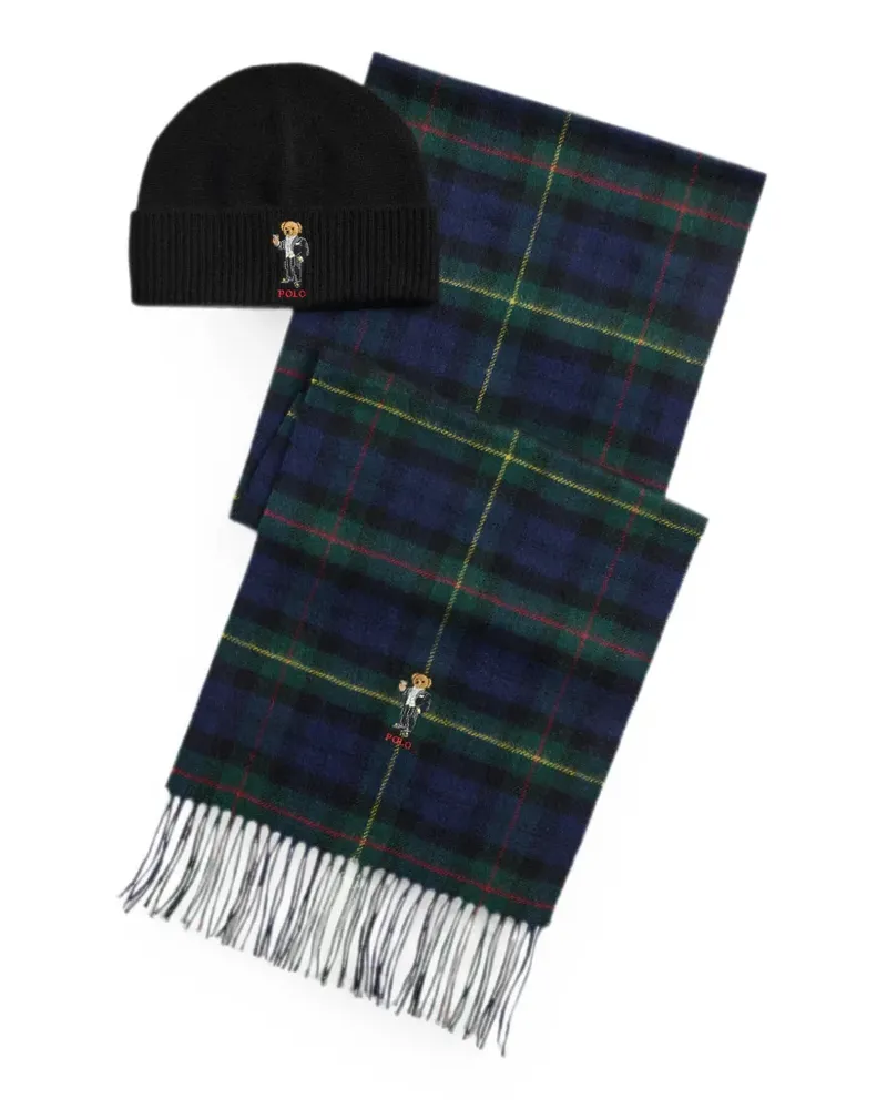 Ralph Lauren Set aus Schal und Beanie mit Polo Bear - Blau Blau