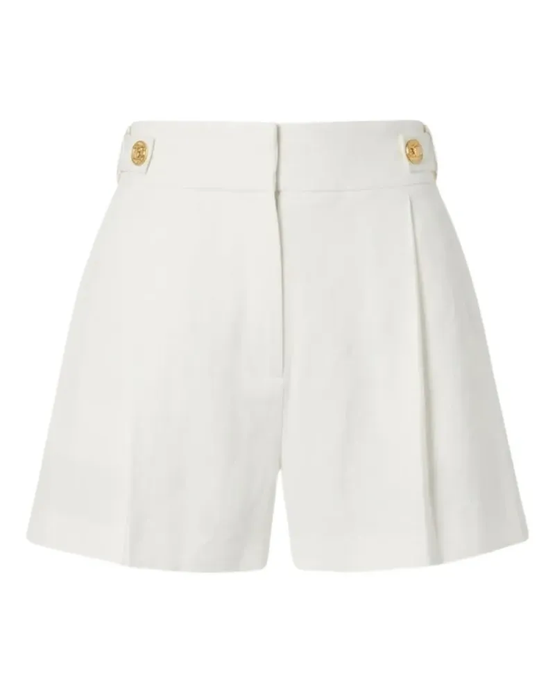 Elisabetta Franchi logo-button pleated shorts - Weiß Weiß