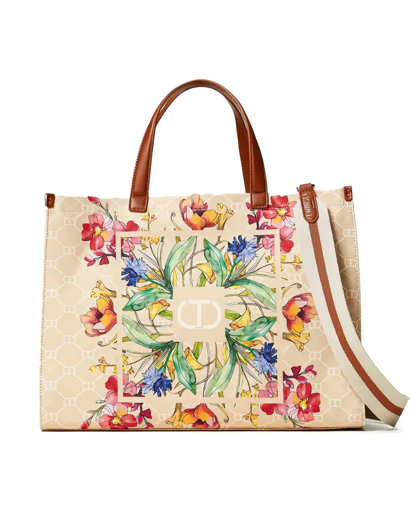 Twin-Set Shopper mit Blumen-Print - Nude Nude