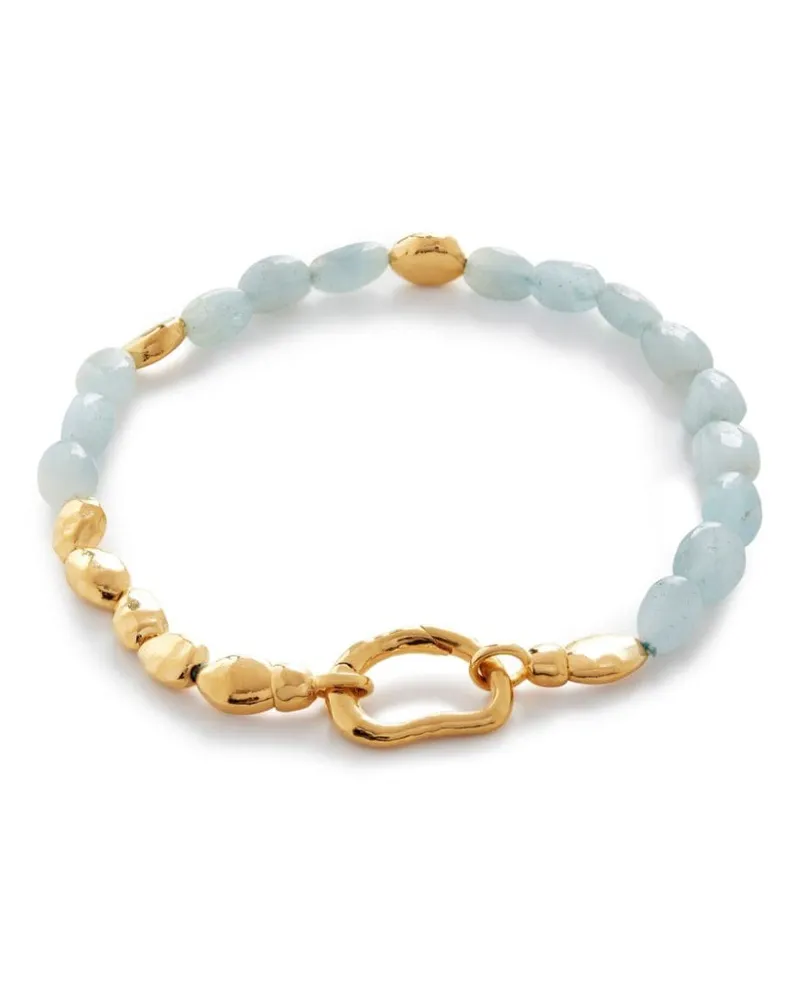 Monica Vinader Rio Aquamarine Perlenarmband Gold