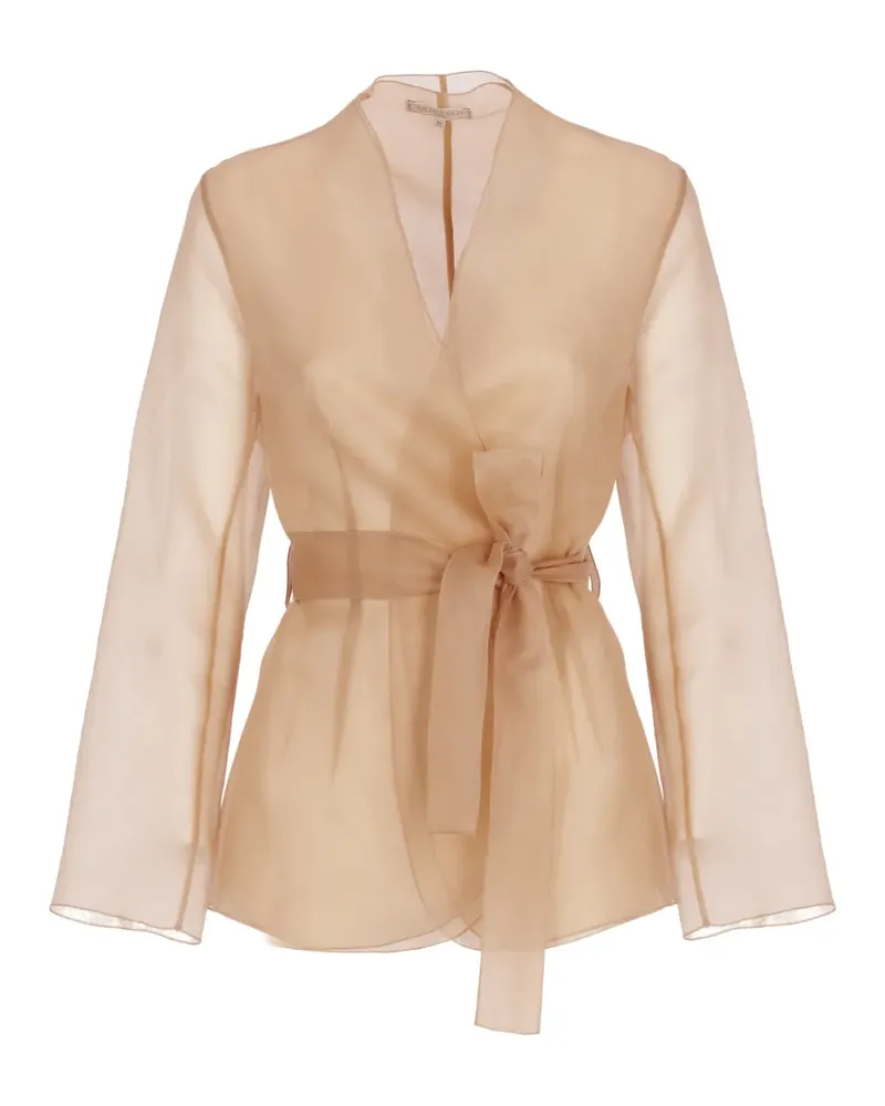Antonelli Firenze Elia belted sheer-finish jacket - Nude Nude