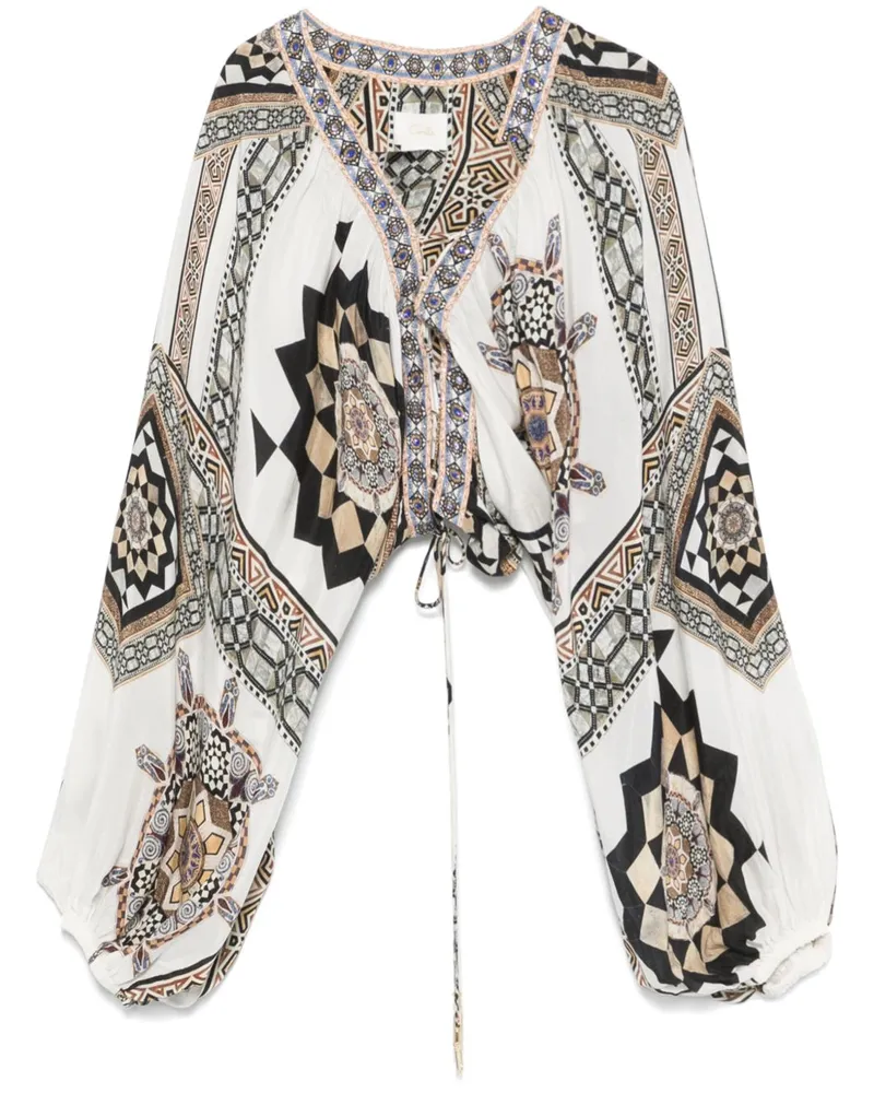 Camilla Tile Style Bluse - Weiß Weiß
