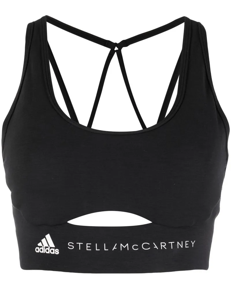 adidas Bralette mit Logo-Print - Schwarz Schwarz