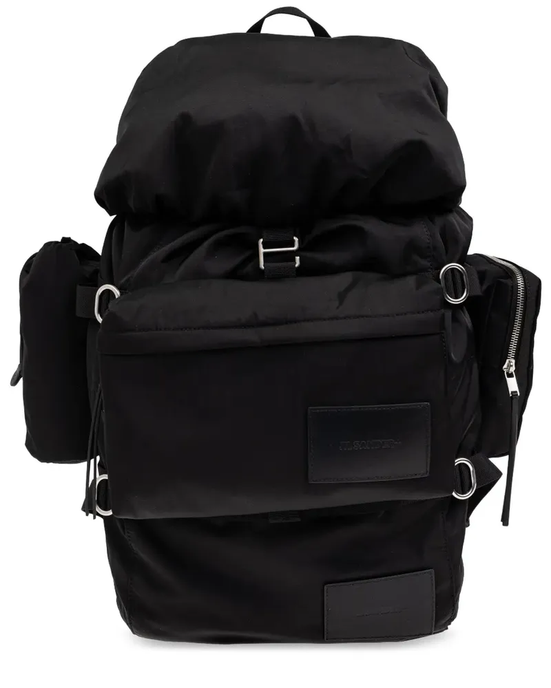 Jil Sander Rucksack mit Logo-Patch - Schwarz Schwarz