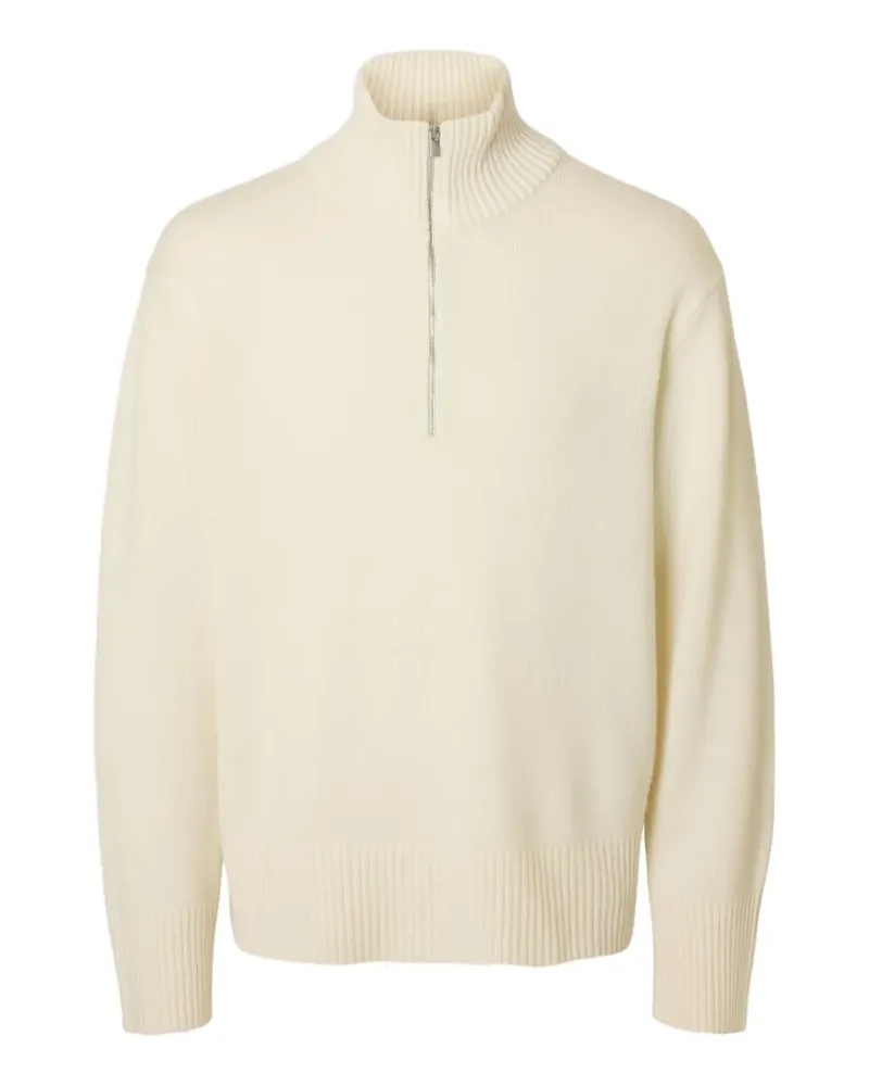 Selected half-zip cashmere-blend sweater - Weiß Weiß