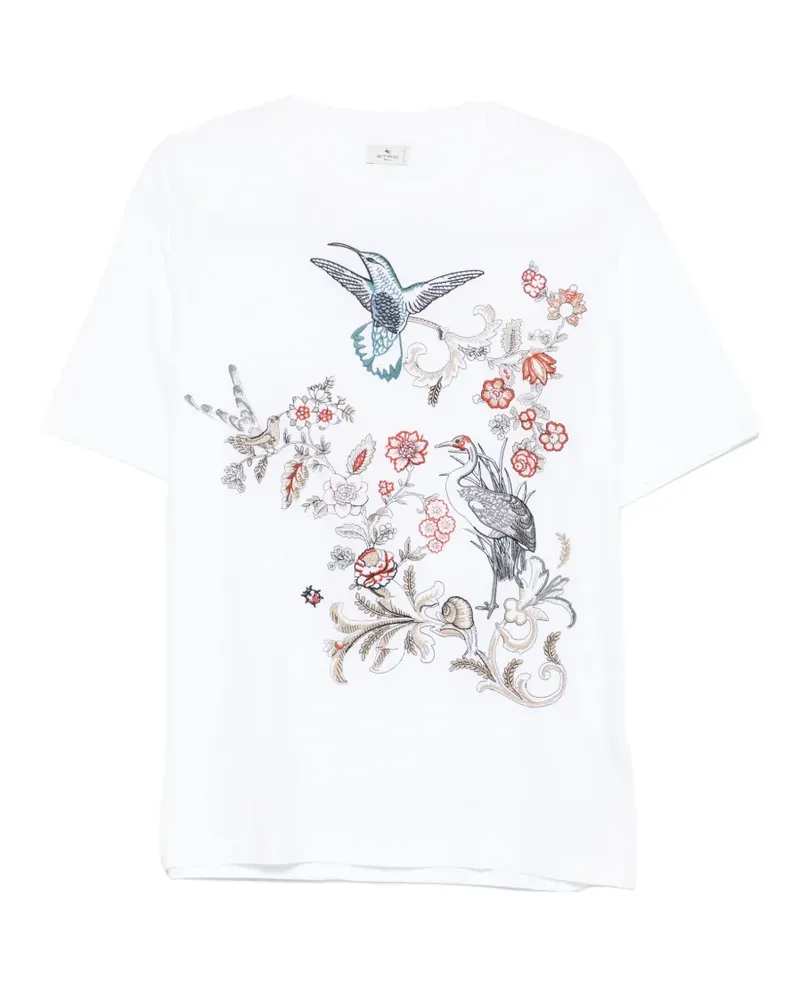 Etro T-Shirt mit Blumenstickerei - Weiß Weiß