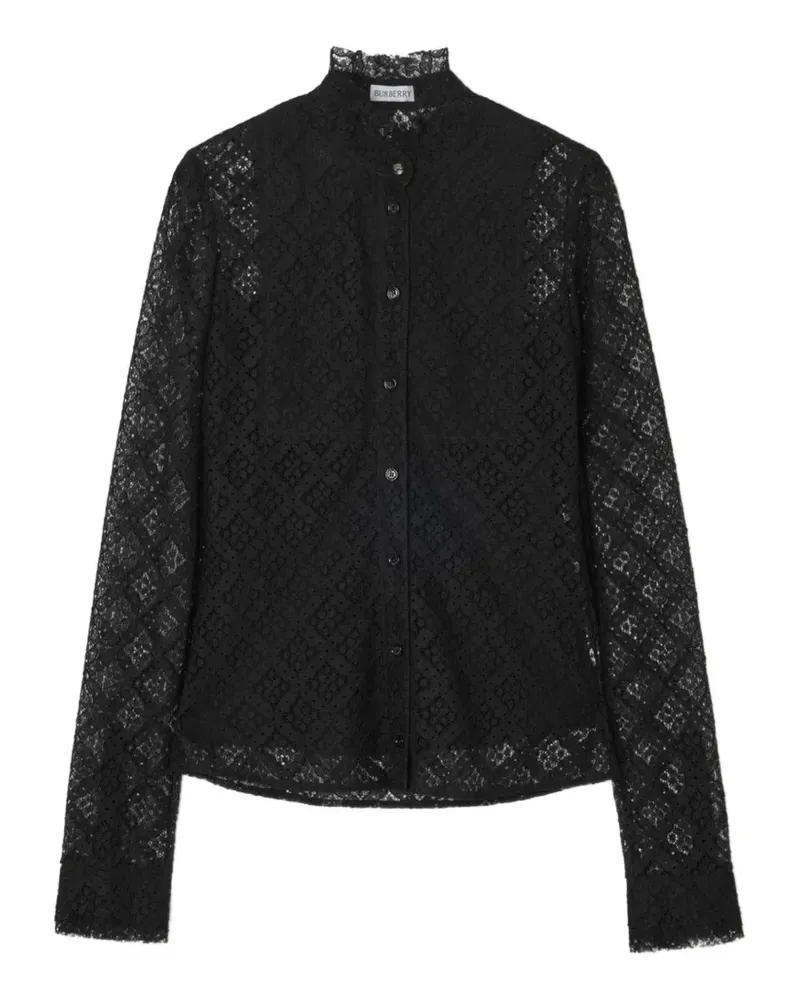 Burberry Bluse mit Karo-Spitze - Schwarz Schwarz