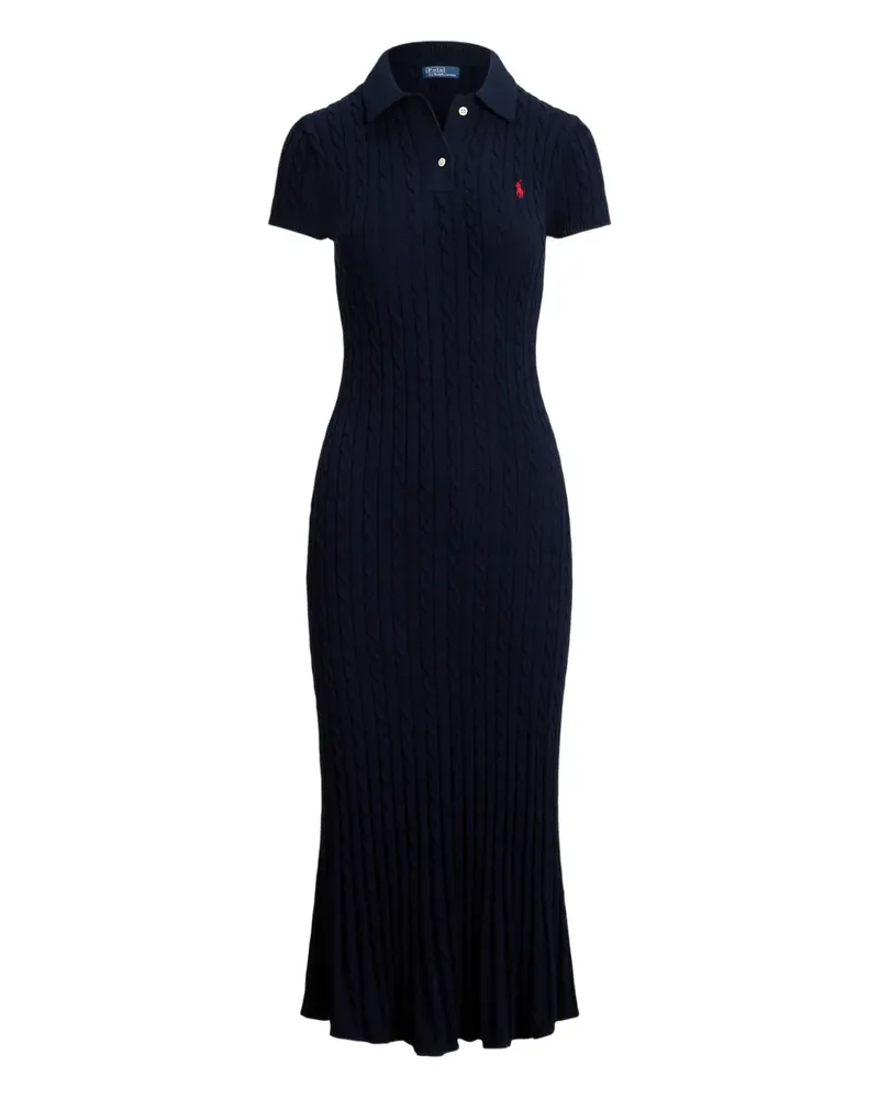Ralph Lauren Polokleid mit Zopfmuster - Blau Blau
