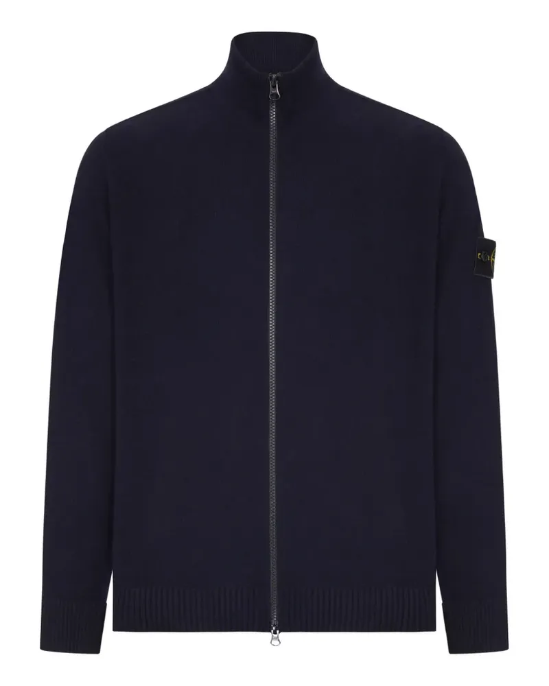 Stone Island logo-patch zip-up sweater - Blau Blau