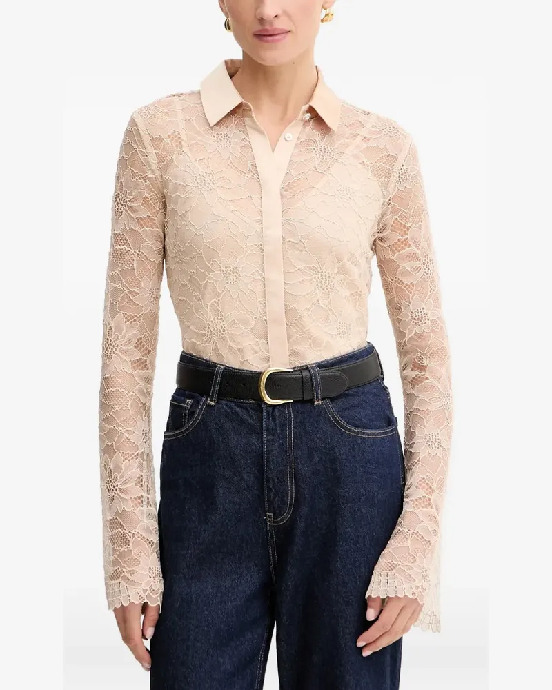 Guess Langärmlige Bluse aus Spitze - Nude Nude