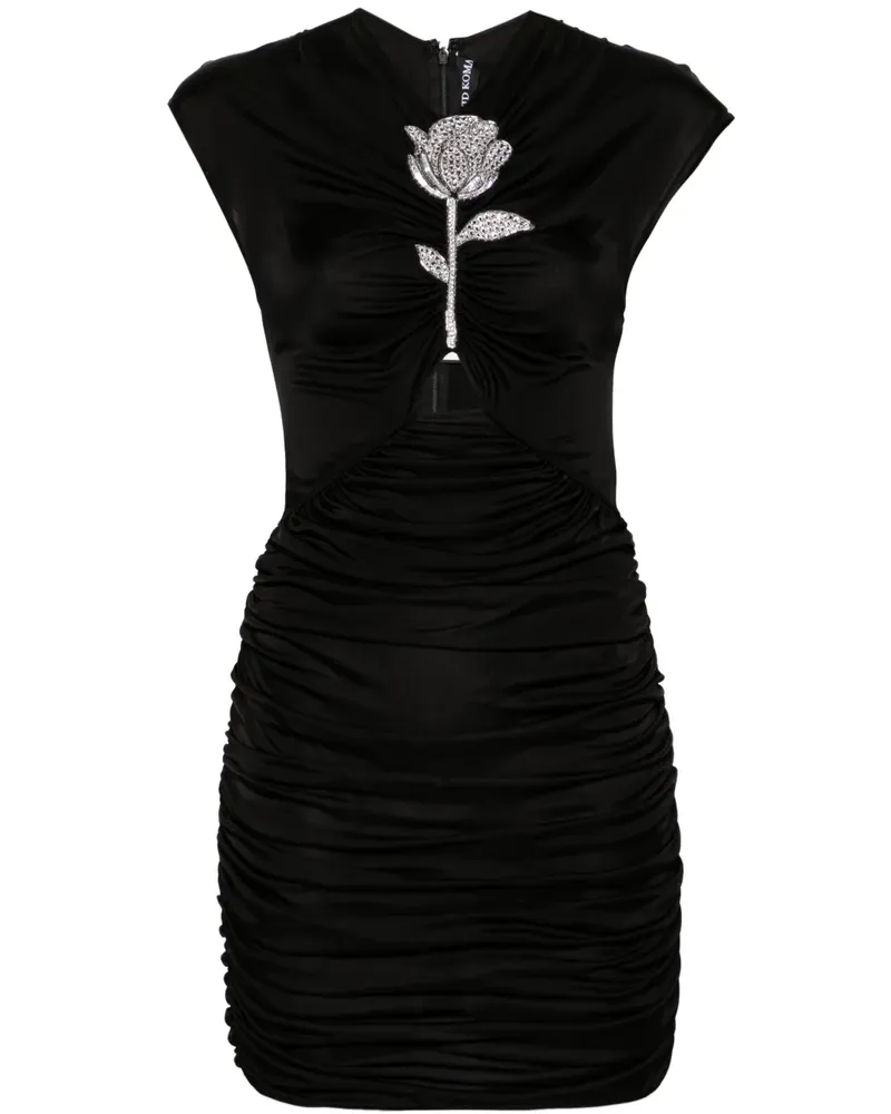 David Koma Gerafftes Minikleid - Schwarz Schwarz