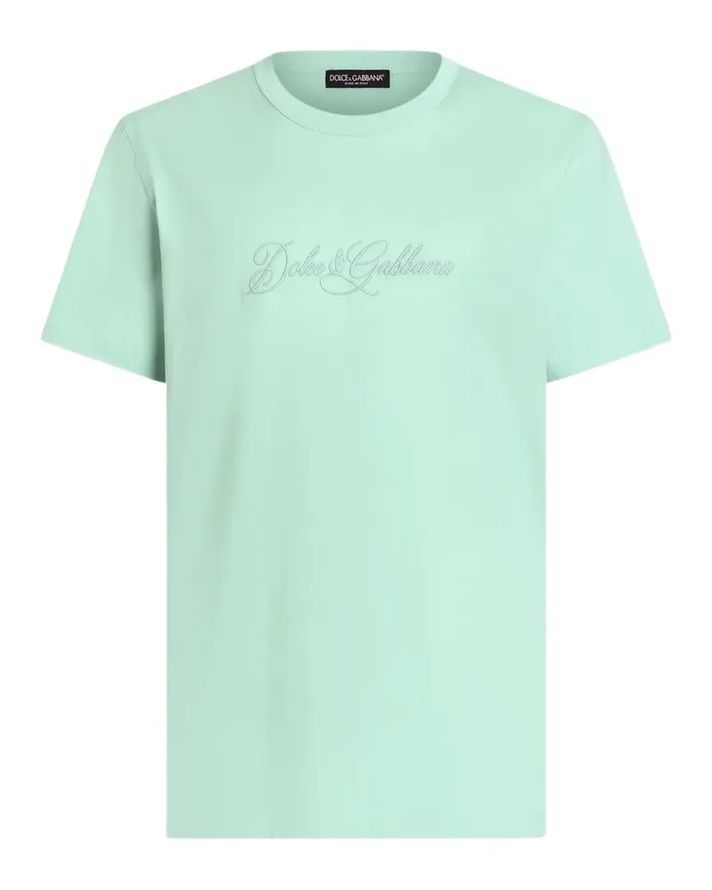 Dolce & Gabbana T-Shirt mit DG Logo-Stickerei - Grün Grün