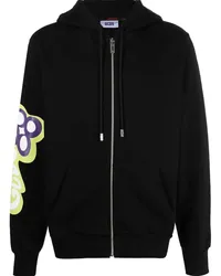 GCDS Kapuzenjacke mit Print Schwarz