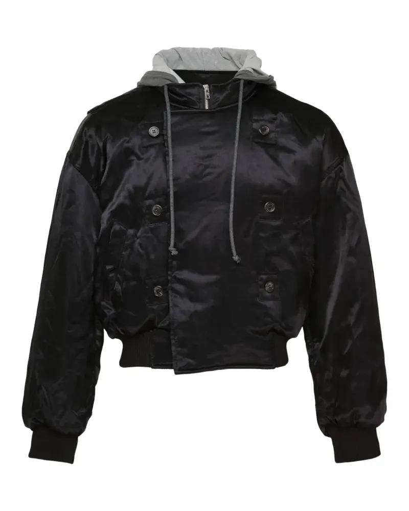 WE 11 DONE double-breasted hooded jacket - Schwarz Schwarz