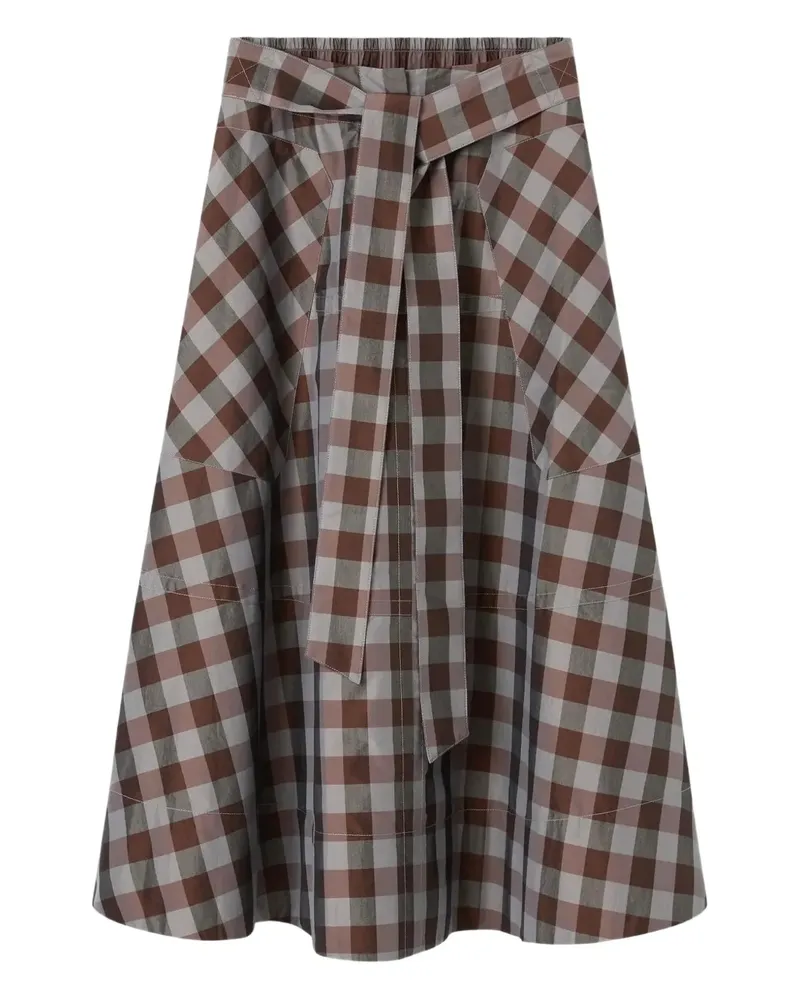 Lee Mathews Teresa checked-pattern midi skirt - Braun Braun