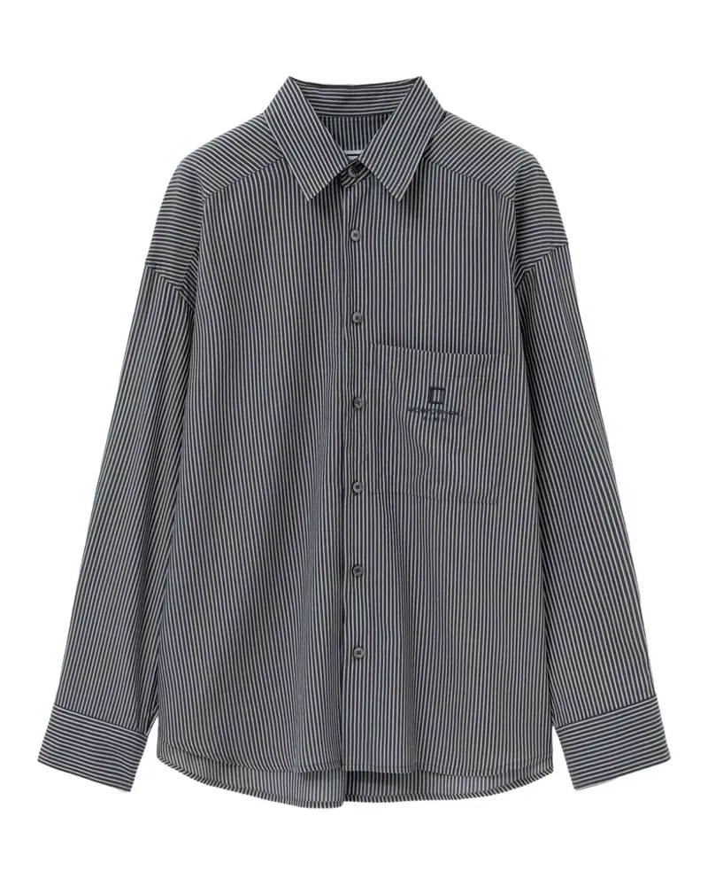 Wooyoungmi striped-pattern logo-detail shirt - Schwarz Schwarz