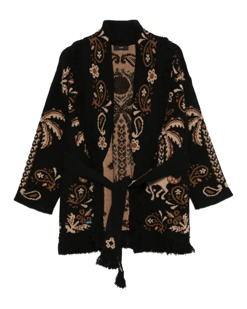 Alanui Intarsien-Cardigan mit Fransenbesatz - Schwarz Schwarz