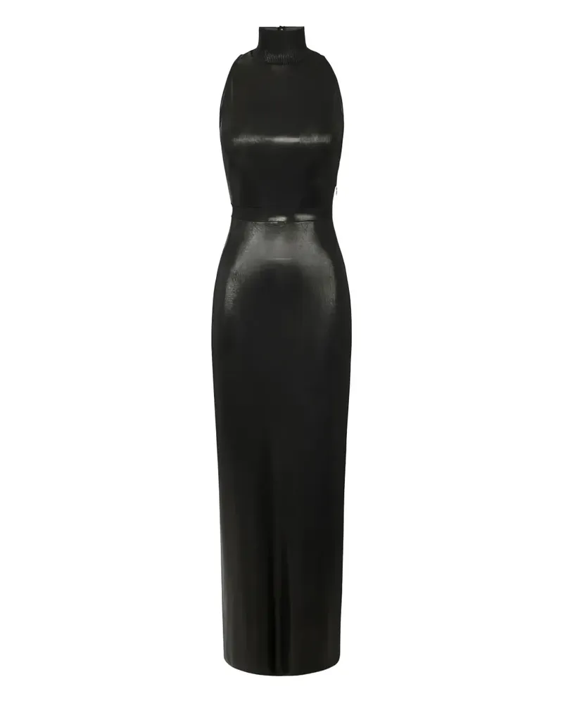 Elisabetta Franchi Laminiertes Maxikleid - Schwarz Schwarz