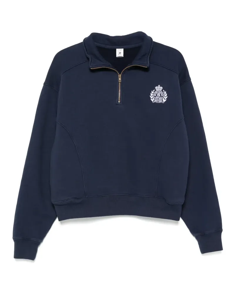 SPORTY & RICH crest-embroidered quarter-zip sweatshirt - Blau Blau