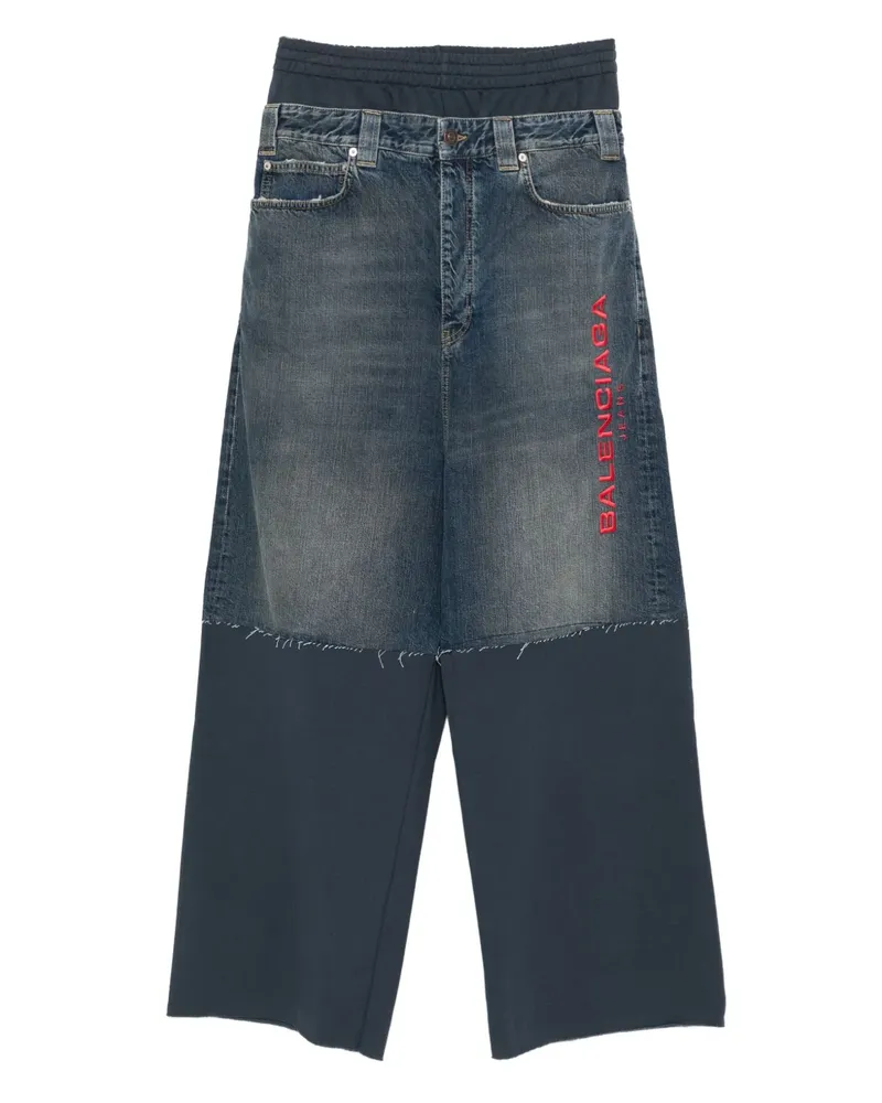 Balenciaga Hose im Patchwork-Look - Blau Blau