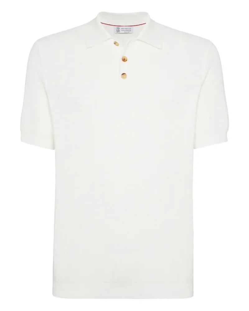Brunello Cucinelli Geripptes Poloshirt - Weiß Weiß