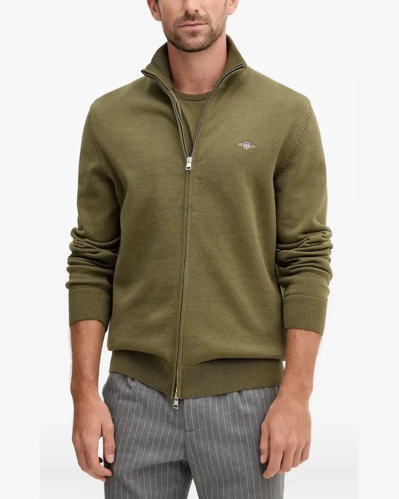 Gant zip-up cotton cardigan - Grün Grün