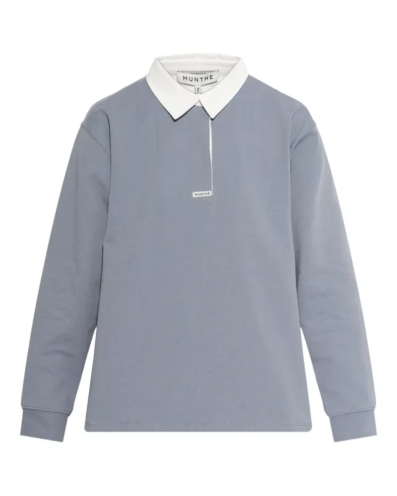 MUNTHE Becent collared long-sleeved polo top - Blau Blau