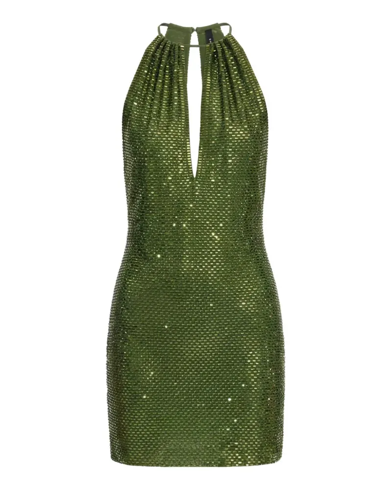 Self-Portrait Olive Rhinestone mini dress - Grün Grün