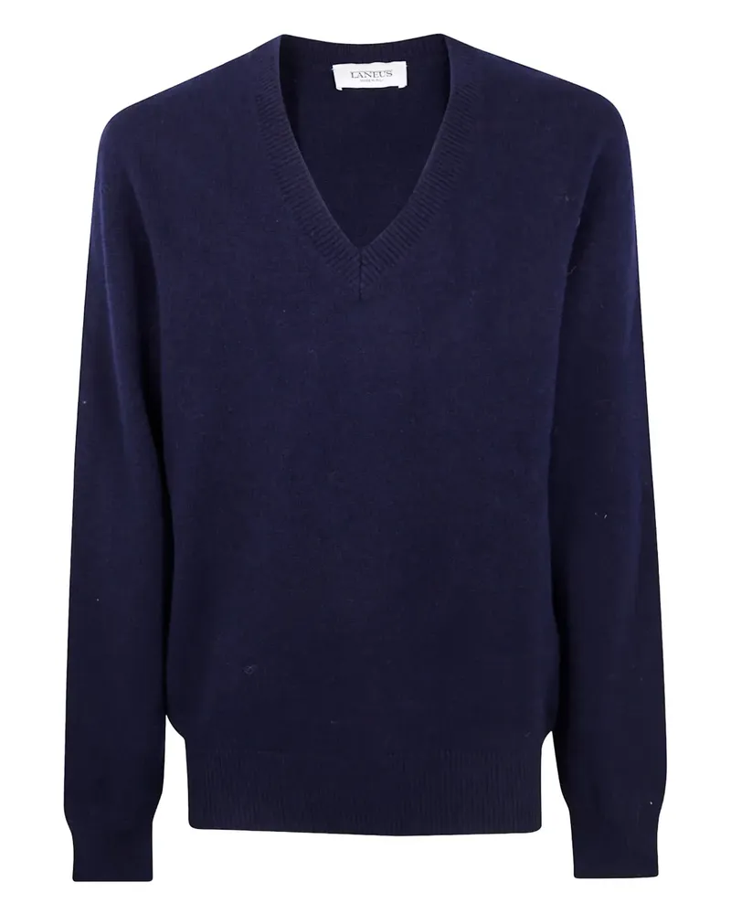 Laneus V-neck merino jumper - Blau Blau